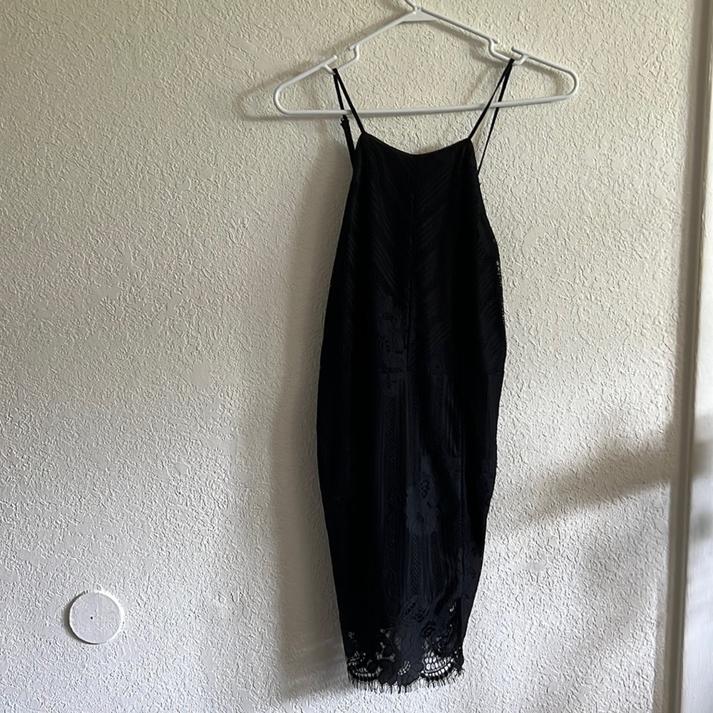 Maddy….k black lace mini dress